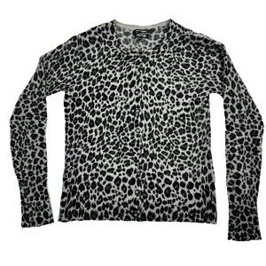 Apt. 9 Women’s 100% Cashmere Cardigan M Leopard Print Button Front Sweater